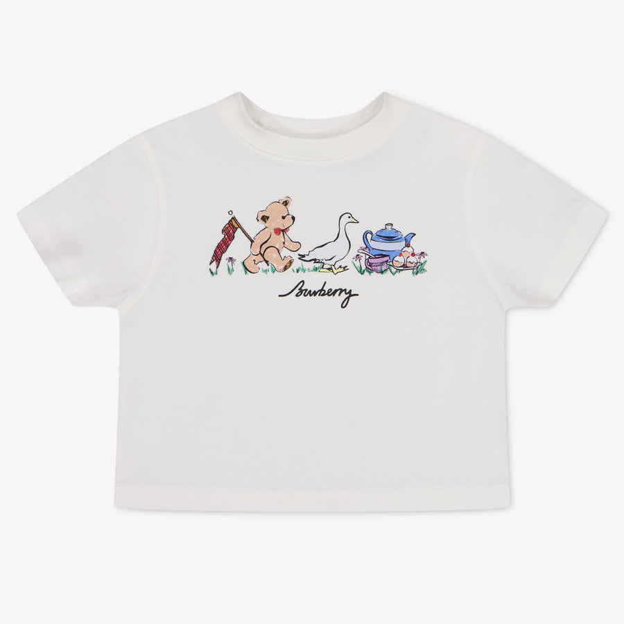 Burberry Cedar Baby Unisex T-Shirt In Off White