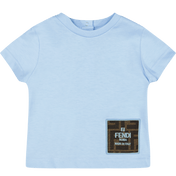 Fendi Baby Unisex T-Shirt Light Blue