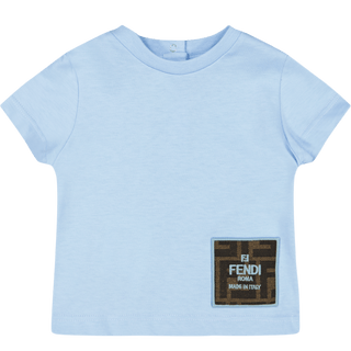 Fendi Baby Unisex T-Shirt Licht Blauw 3 mnd