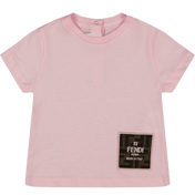 Fendi baby jenter t-skjorte lys rosa