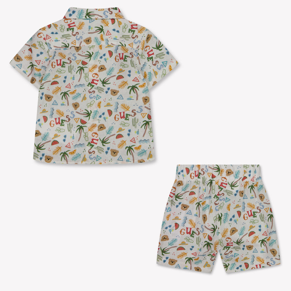 Guess Bébé Garçons Ensemble en blanc cassé