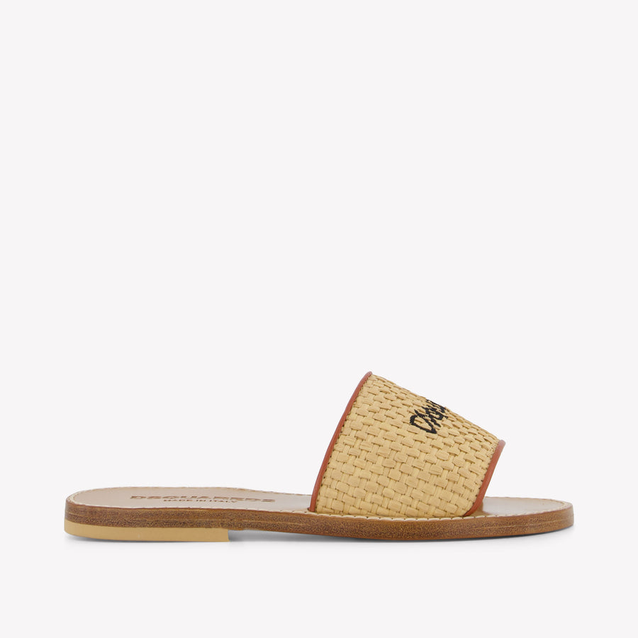 Dsquared2 Kinder Meisjes Slippers In Beige