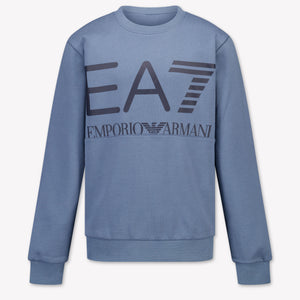 EA7 Enfants Garçons Pull en Bleu Clair