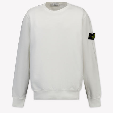 Stone Island Enfants Garçons Pull en Blanc