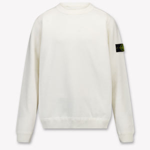 Stone Island Kids Boys Sweater In White
