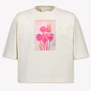 Palm Angels Kinder Mädchen T-Shirt In Grauweiß