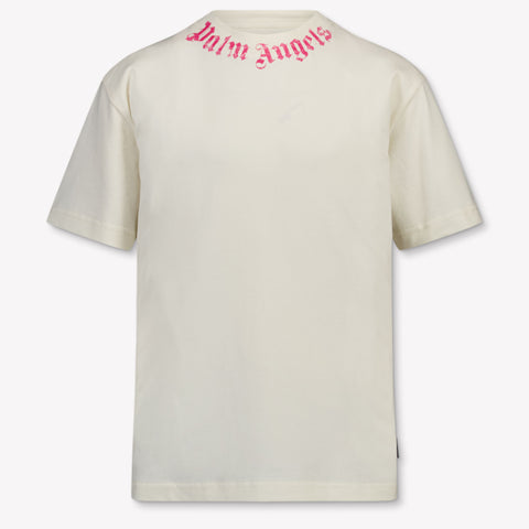 Palm Angels Kids Girls T-Shirt In OffWhite