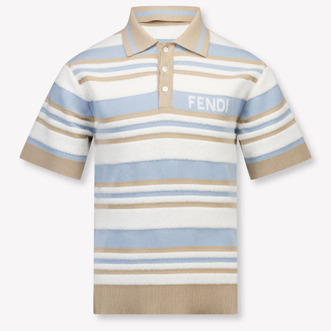 Fendi Kids Boys Polo In Light Blue