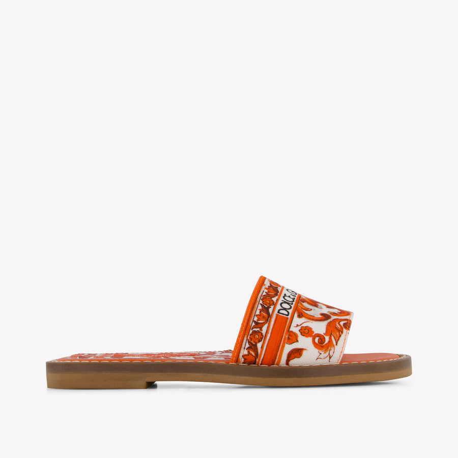 Dolce & Gabbana Girls Slides in Orange