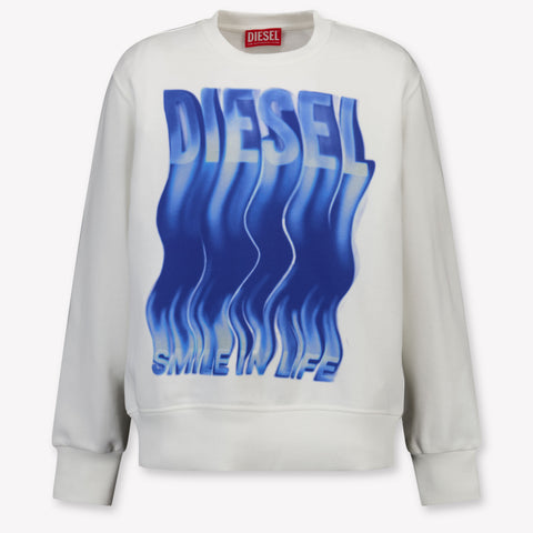 Diesel Enfants Garçons Pull en blanc cassé