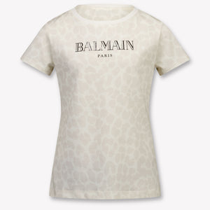 Balmain Kinder Mädchen T-Shirt In Grauweiß