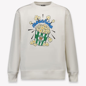 Moschino Enfants Garçons Pull en blanc cassé