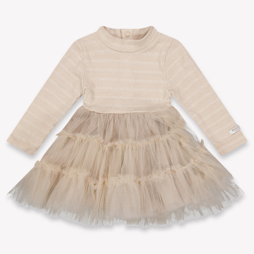 Donsje Amsterdam Aurin Baby Girls Dress In Taupe