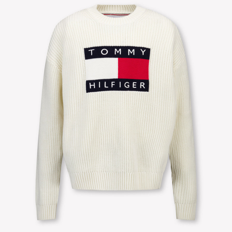 Tommy Hilfiger Enfant Garçons Pull dans le blanc off