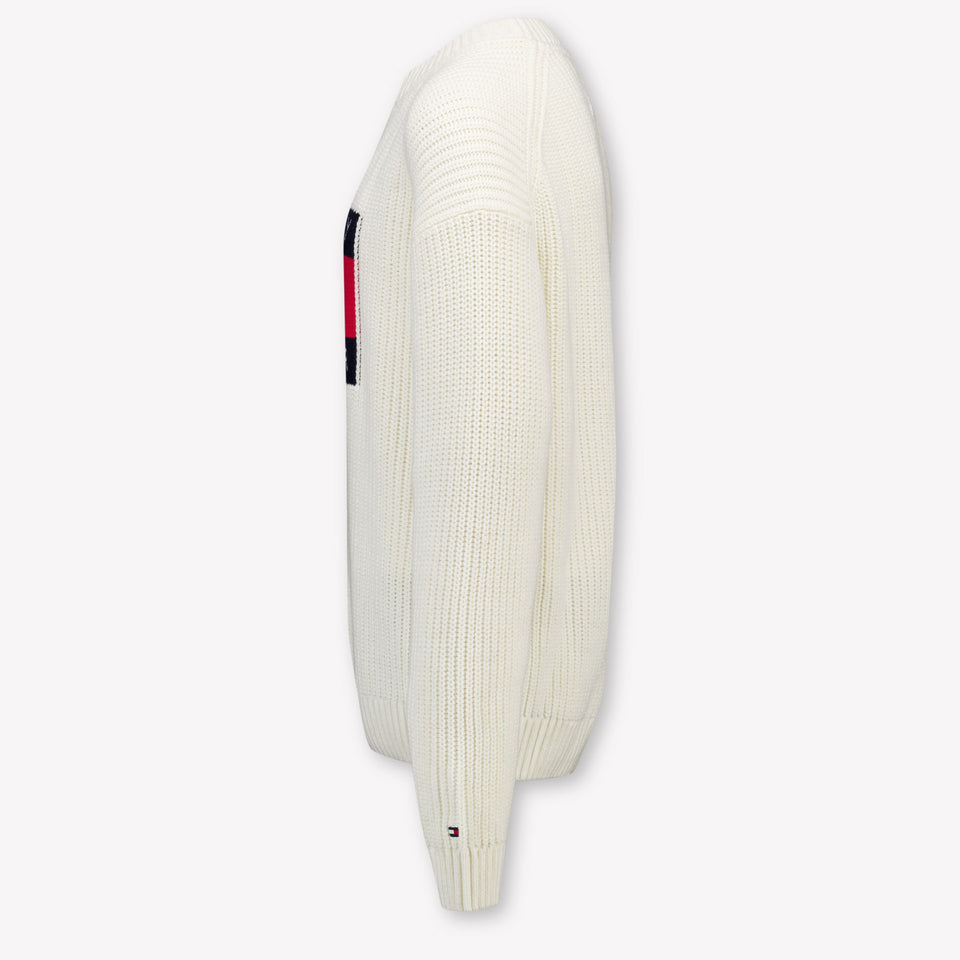 Tommy Hilfiger Enfant Garçons Pull dans le blanc off