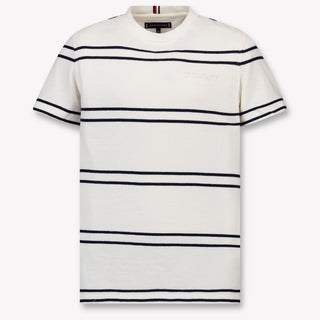 Tommy Hilfiger Niño Chicos Camiseta en Blanco Roto