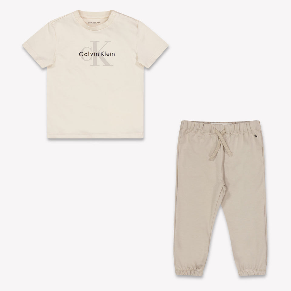 Calvin Klein Unisex-Jogginganzug für Babys Helles Beige