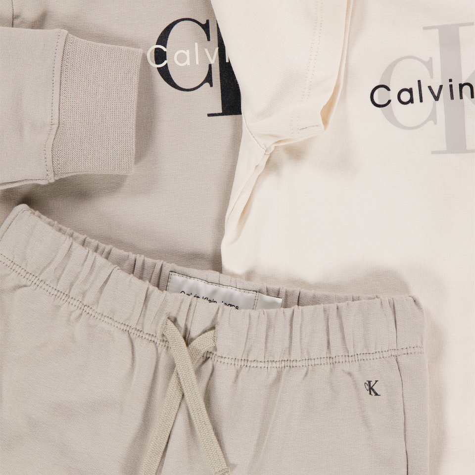 Calvin Klein Bébé Unisexe Survêtement de jogging Beige Clair