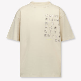 Calvin Klein Bambini Ragazzi Maglietta dentro Beige Chiaro