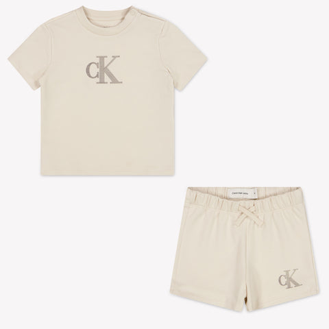 Calvin Klein bebe Unisex Establecer en Beige claro