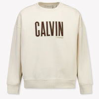 Calvin Klein Enfants Garçons Pull en blanc cassé