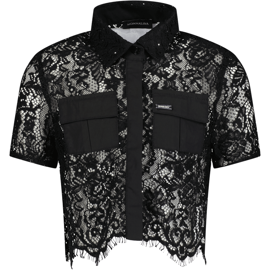 MonnaLisa Kinder Meisjes Blouse Zwart 7Y