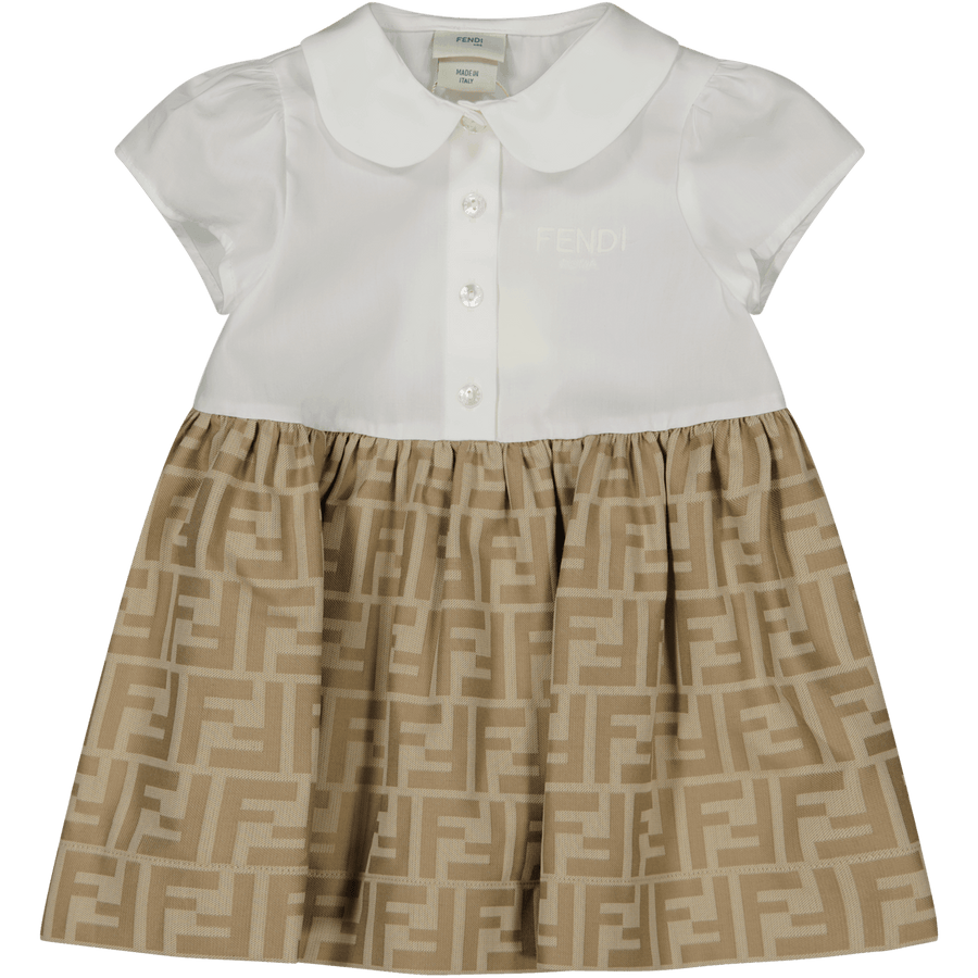 Fendi Baby Girls Dress in Beige