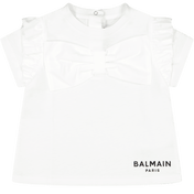T-shirt di Balmain per bambine bianca