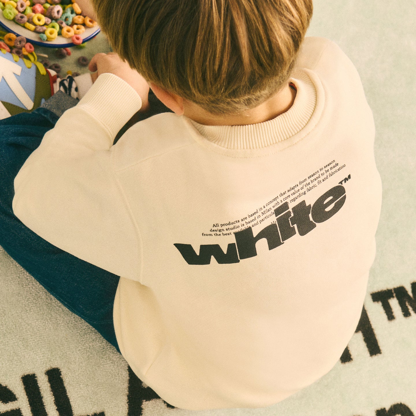 Off-White Chicos Suéter Blanco Roto