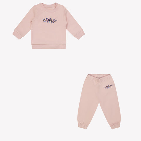 Off-White Traje de trote de niñas de bebé rosa claro