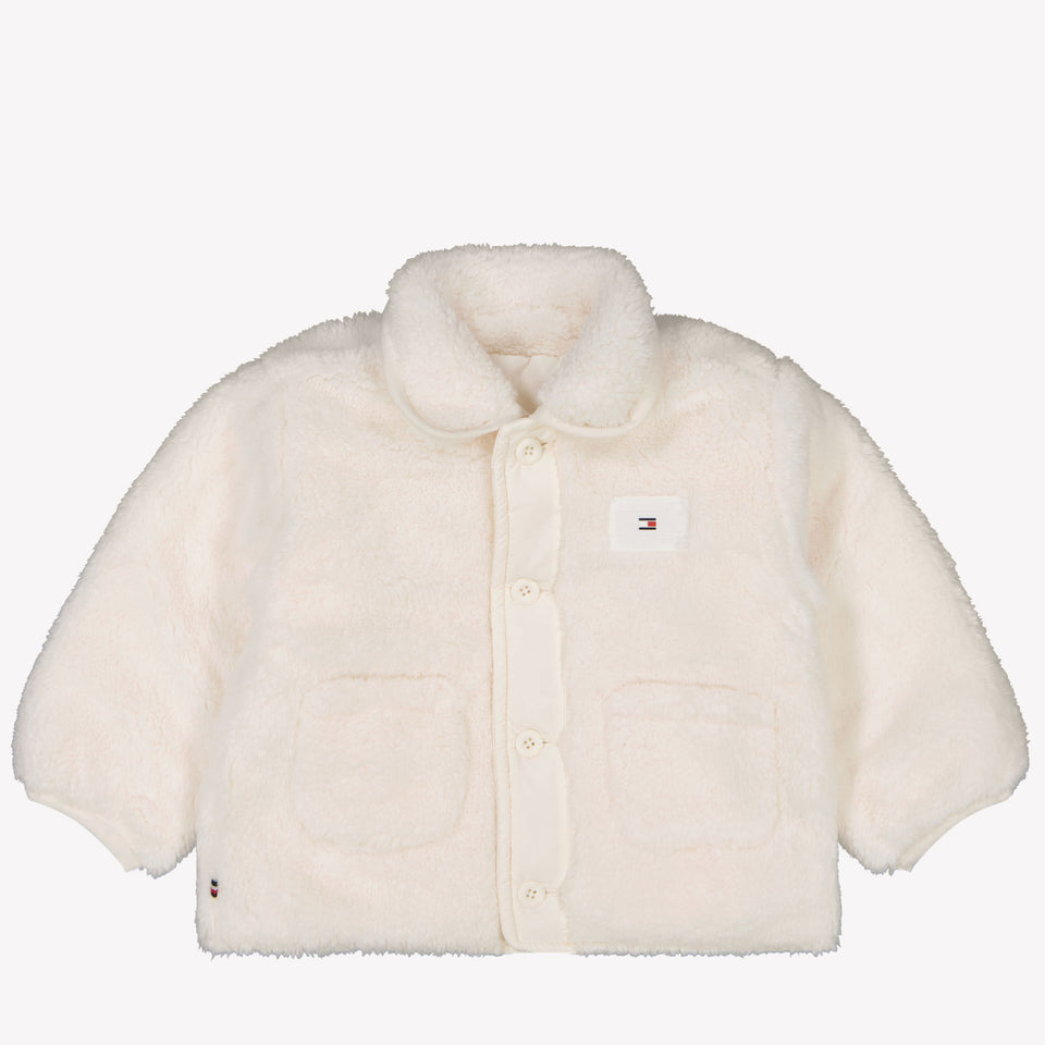 Fendi Chaqueta de piel sintética de bebé en blanco