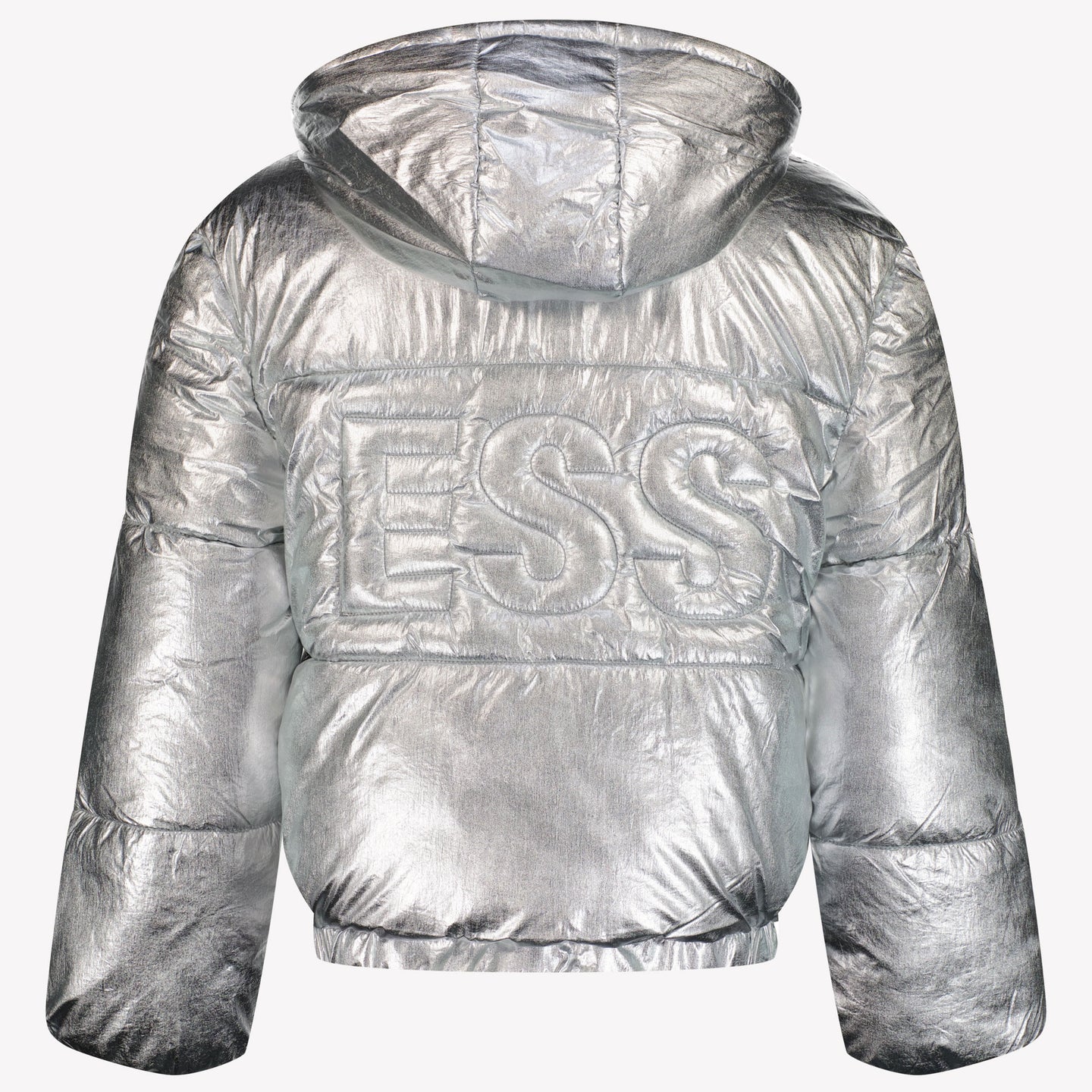 Guess Chicas para niños chaqueta de invierno plateada