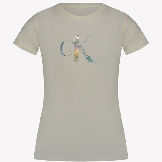 Calvin Klein Kinder Meisjes T-shirt Licht Beige 4Y