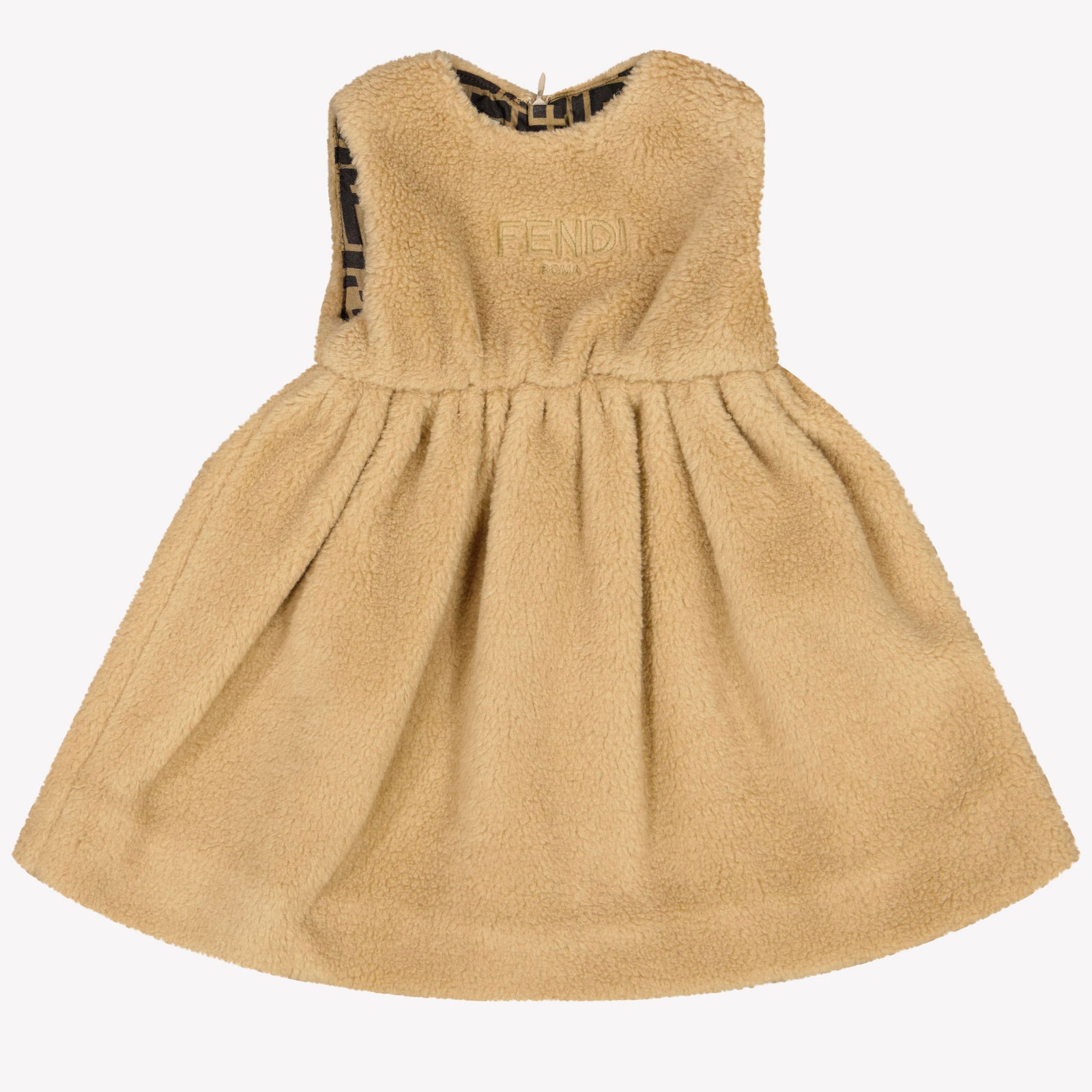 Fendi Bebé Chicas Vestido Beige