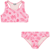 Moschino para niñas infantiles trajes de baño rosa