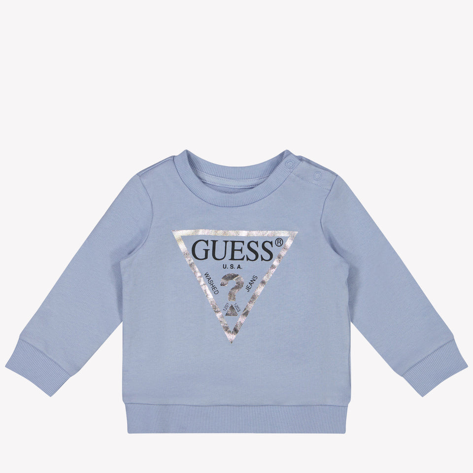 Guess Suéter de niñas de niñas azul claro