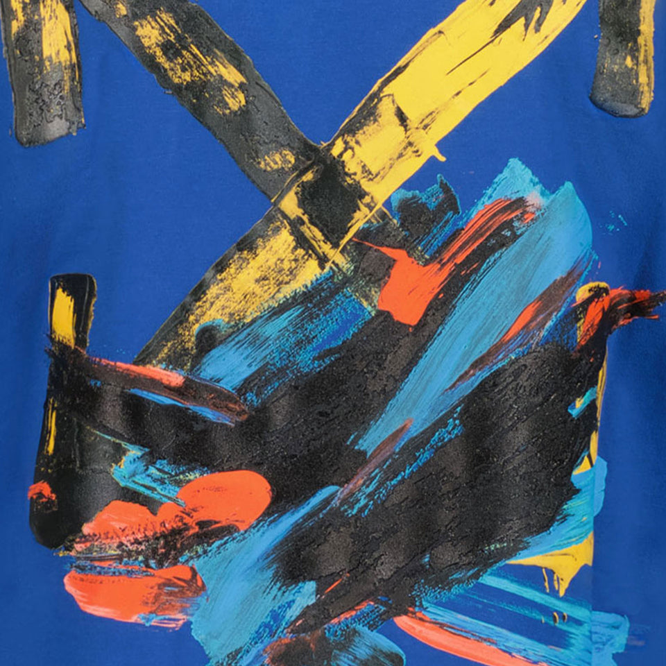 Off-White Kinderjungen im T-Shirt Kobaltblau