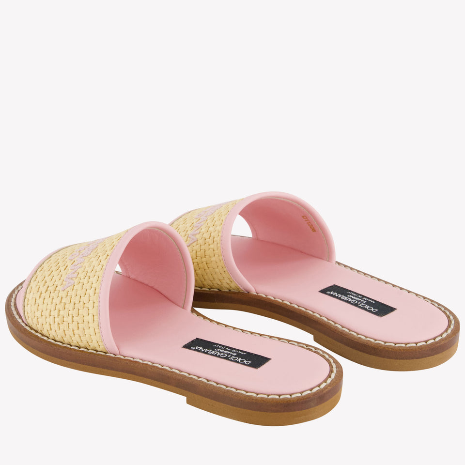 Dolce & Gabbana Girls Flipflops In Beige