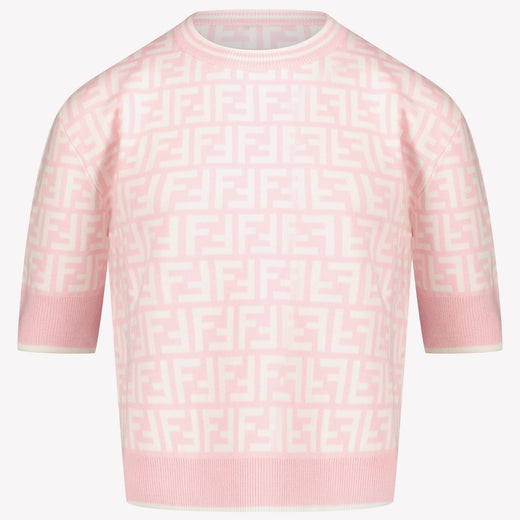 Fendi Camiseta de chicas para niños rosa claro