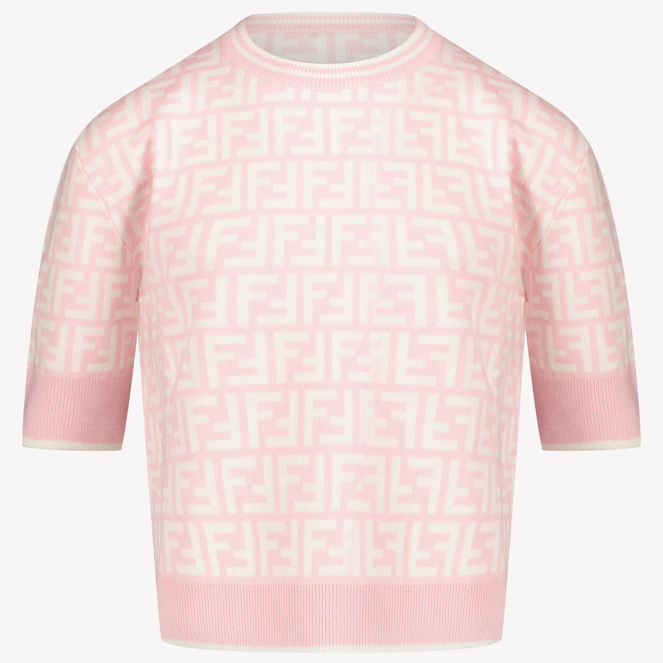 Fendi Camiseta de chicas para niños rosa claro