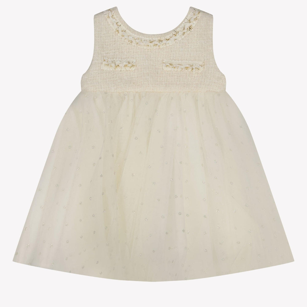 MonnaLisa Bebé Chicas Vestido Blanco Roto