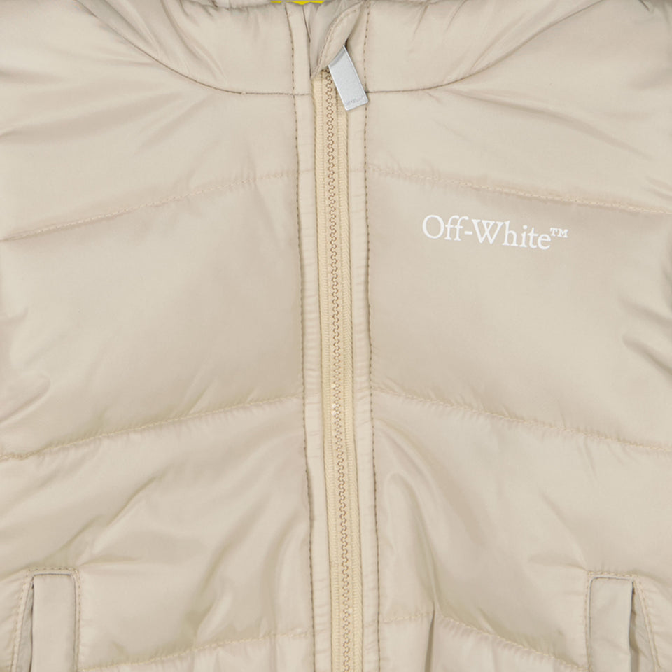 Baby White Baby Unisex Winter Jackets Beige ligero