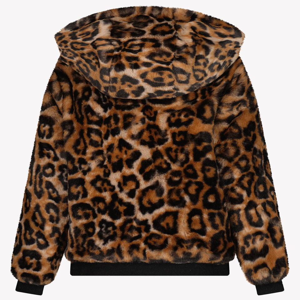 Guess Chaqueta de piel sintética de niñas infantiles marrón oscuro