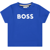 T-shirt boss per bambini blu cobalto