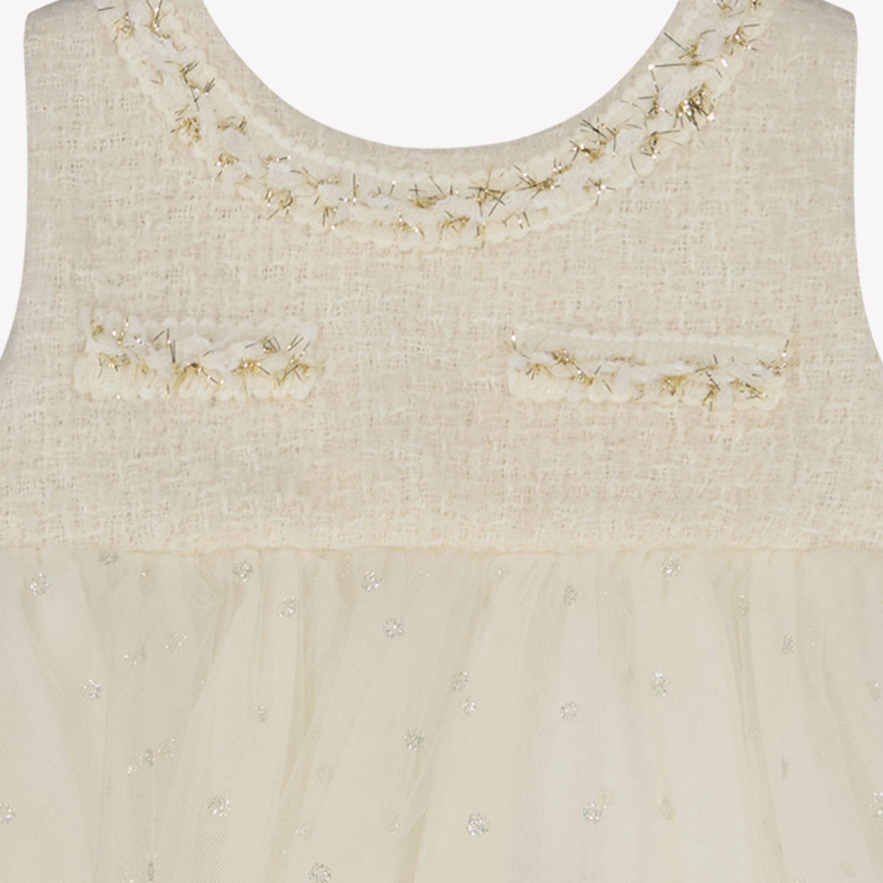 MonnaLisa Bebé Chicas Vestido Blanco Roto