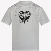 T-shirt de garotas para crianças Pinko White