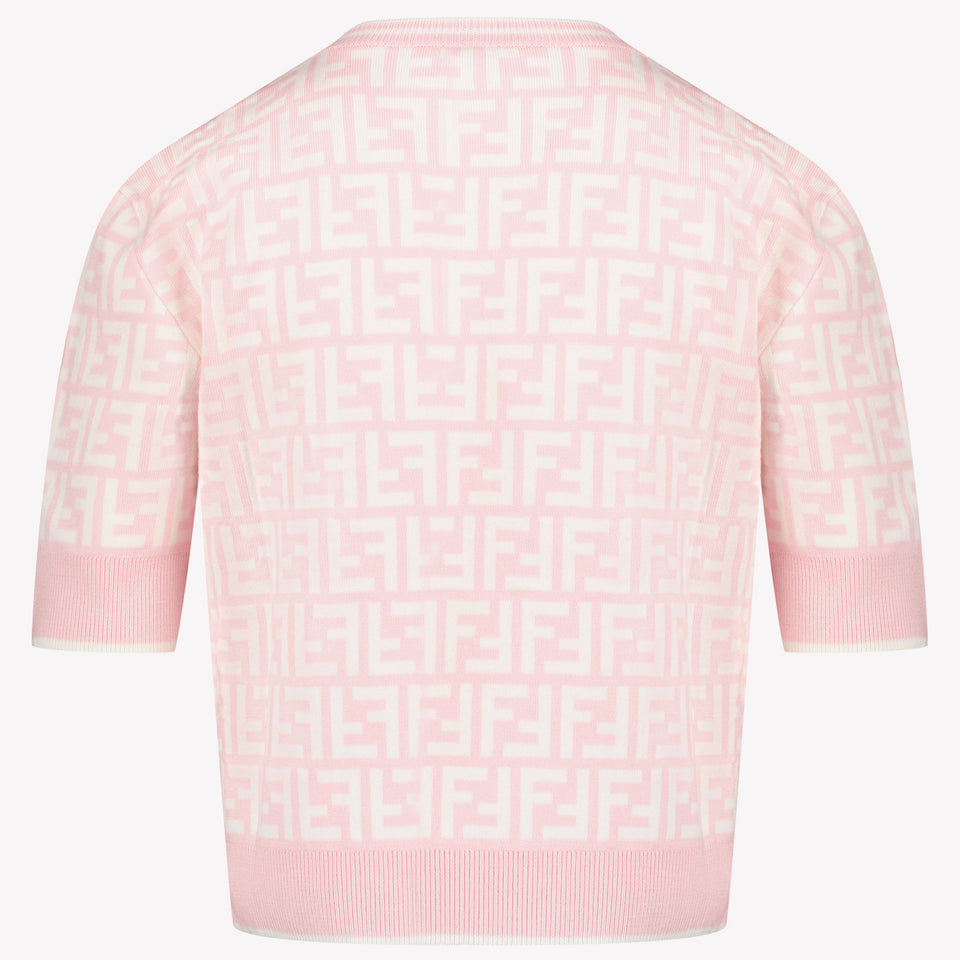 Fendi Camiseta de chicas para niños rosa claro