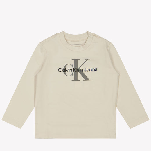 Calvin Klein Bebé Unisex Camiseta en Blanco Roto