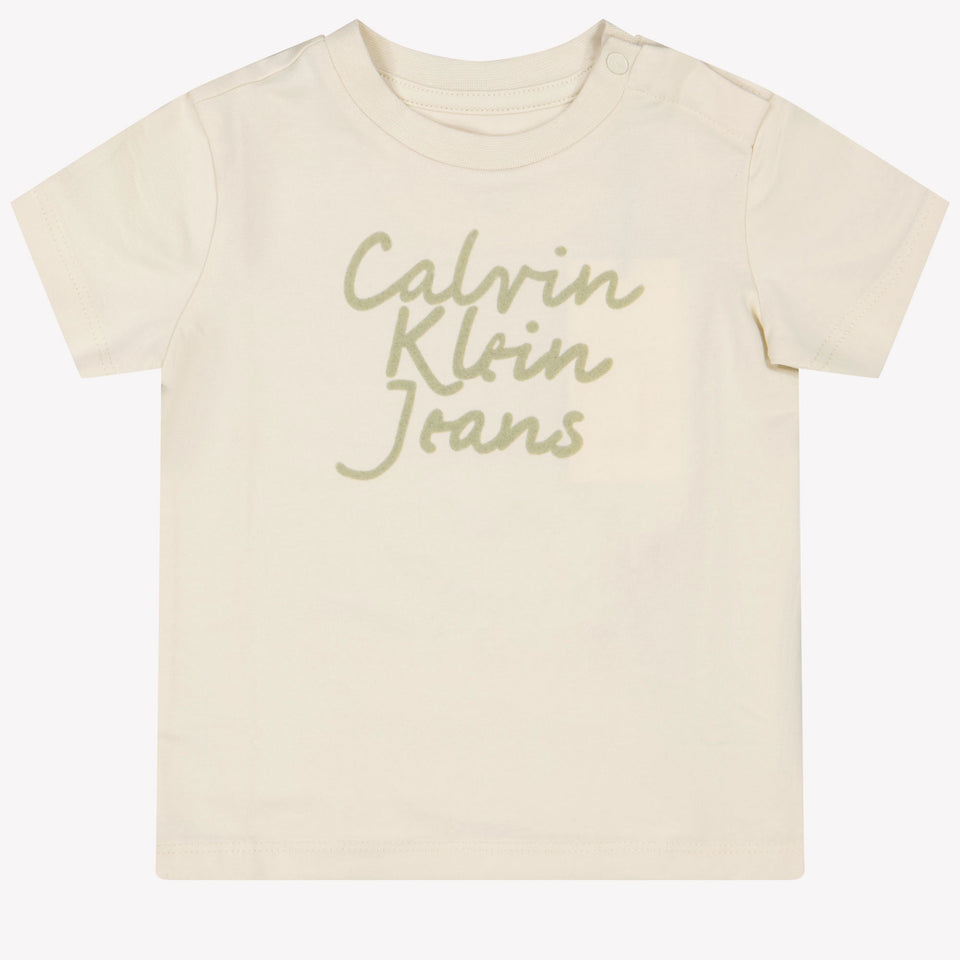 Calvin Klein Bebé Unisex Camiseta en Blanco Roto