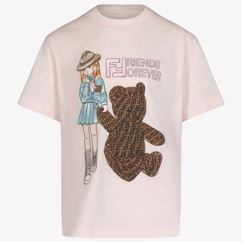 Fendi Kinder Meisjes T-Shirt In Licht Roze